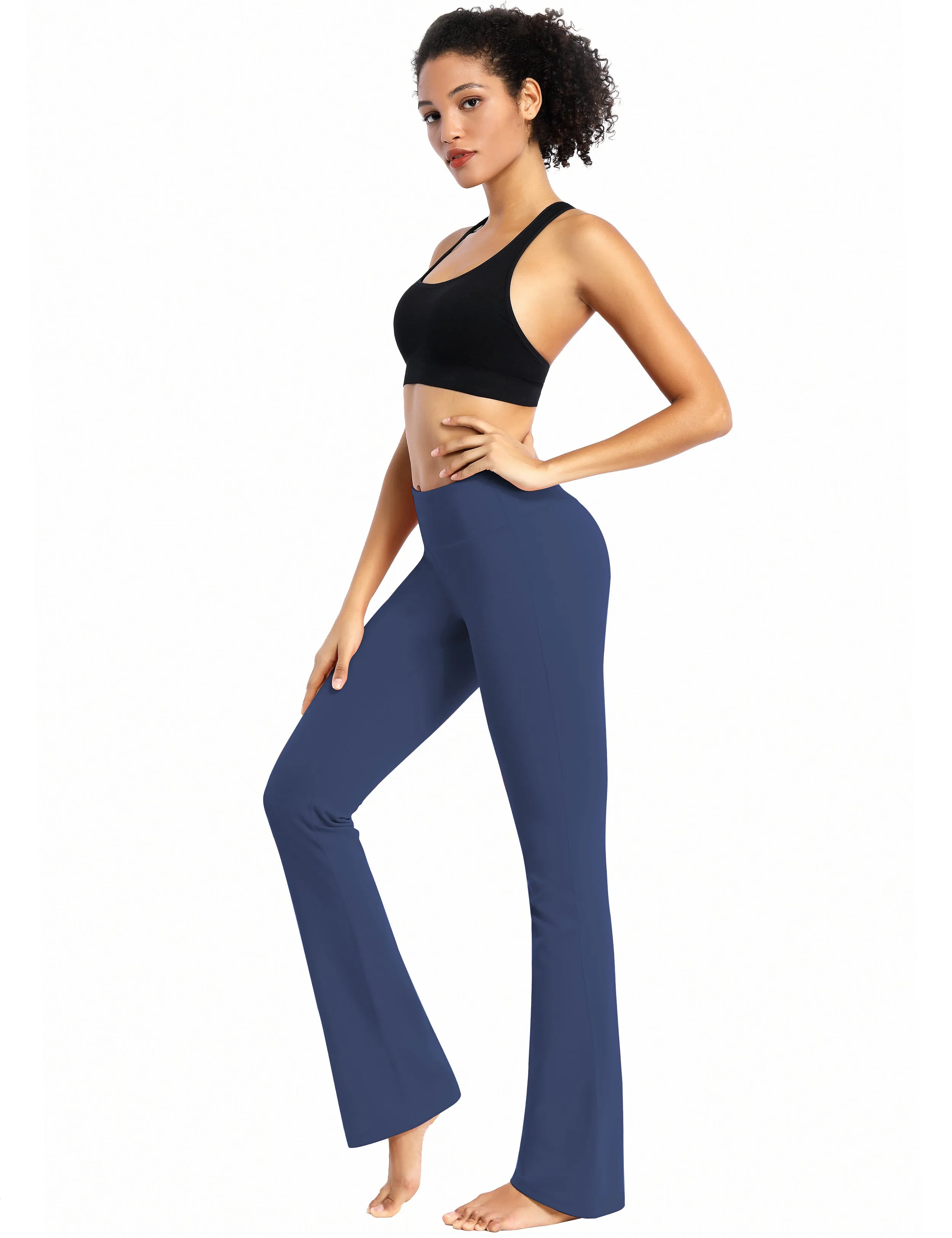 29" 31" 33" 35" Cotton Nylon Bootcut Leggings purplishblue_Running