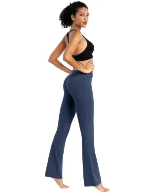 29" 31" 33" 35" Cotton Nylon Bootcut Leggings purplishblue_Running