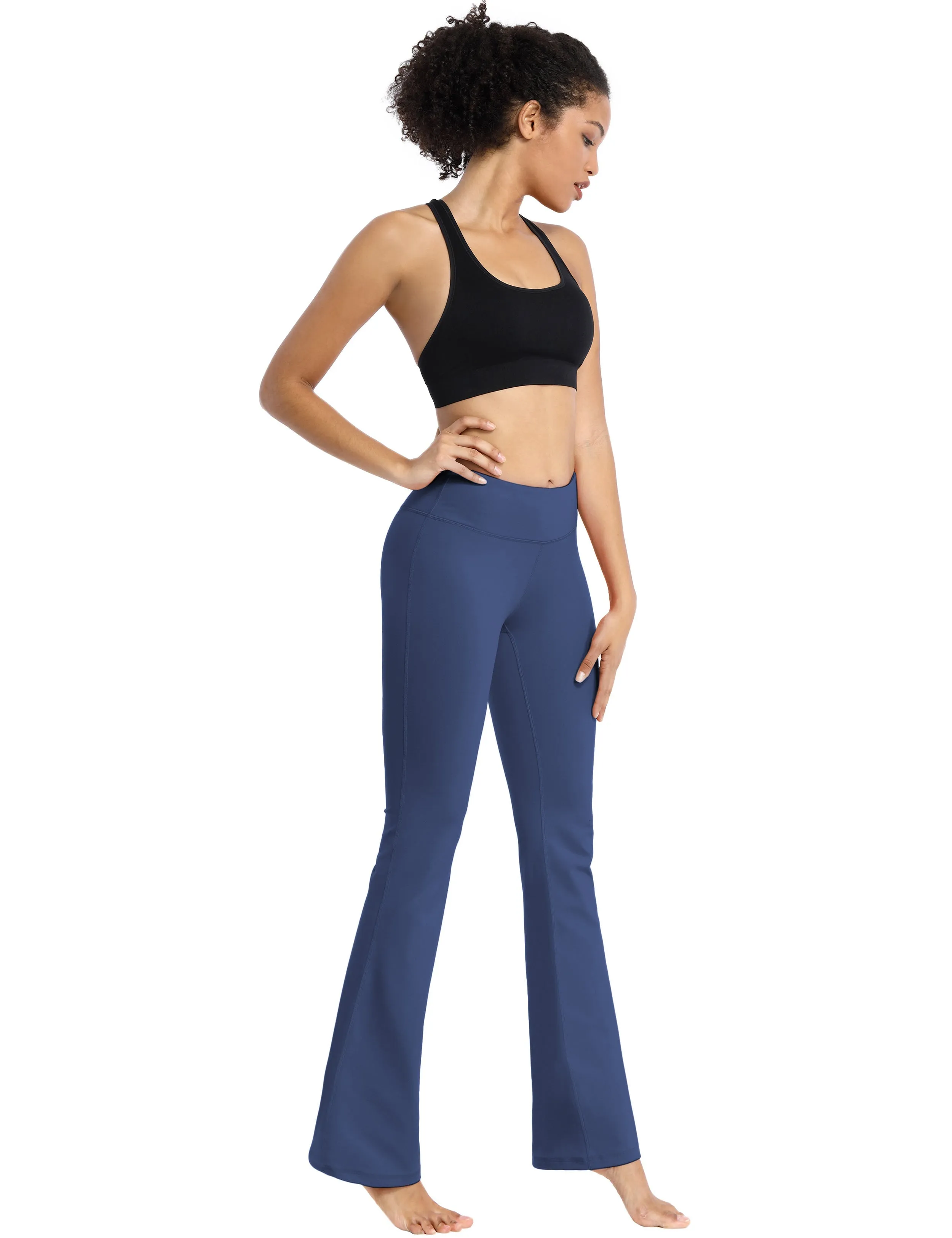 29" 31" 33" 35" Cotton Nylon Bootcut Leggings purplishblue_Running