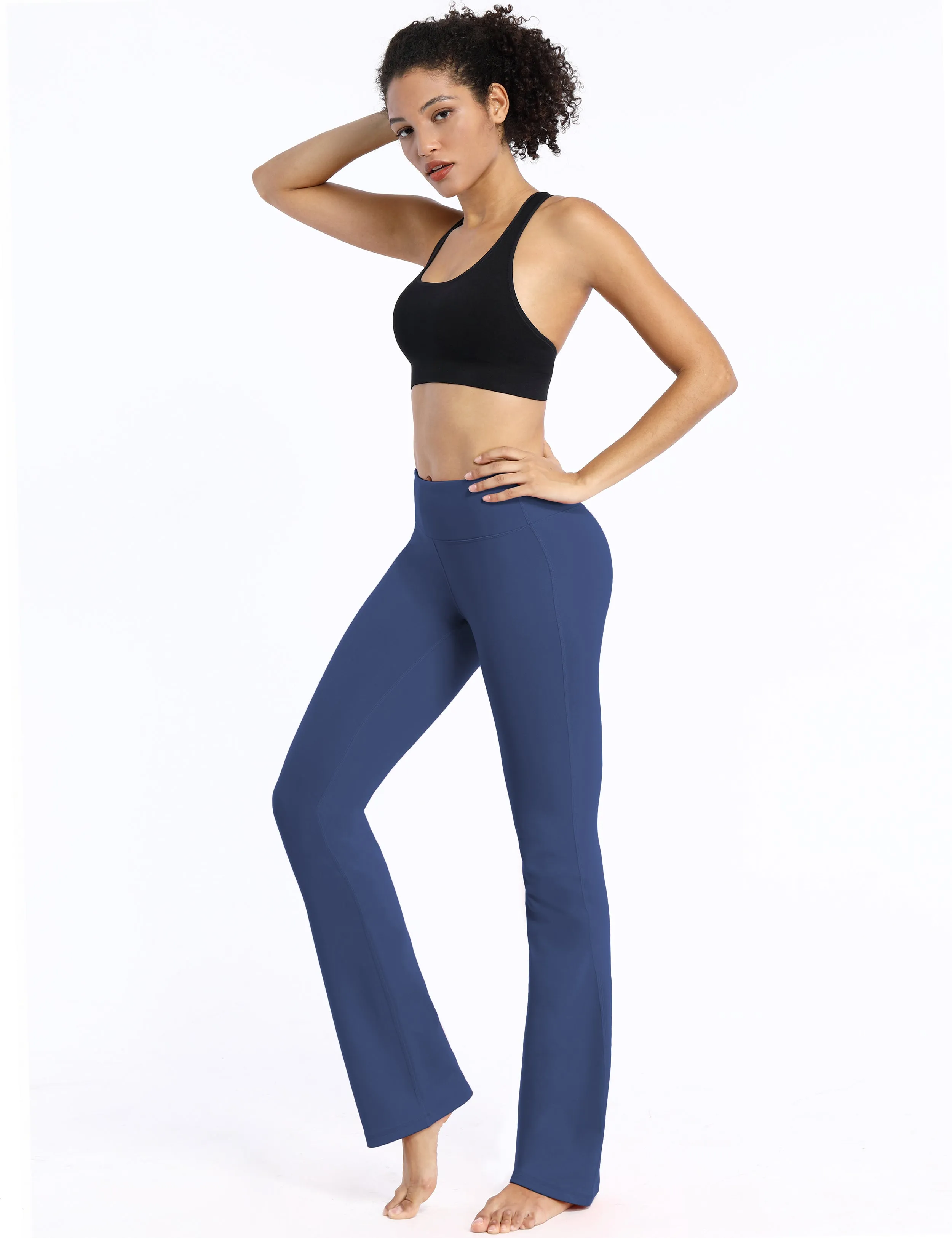 29" 31" 33" 35" Cotton Nylon Bootcut Leggings purplishblue_Running