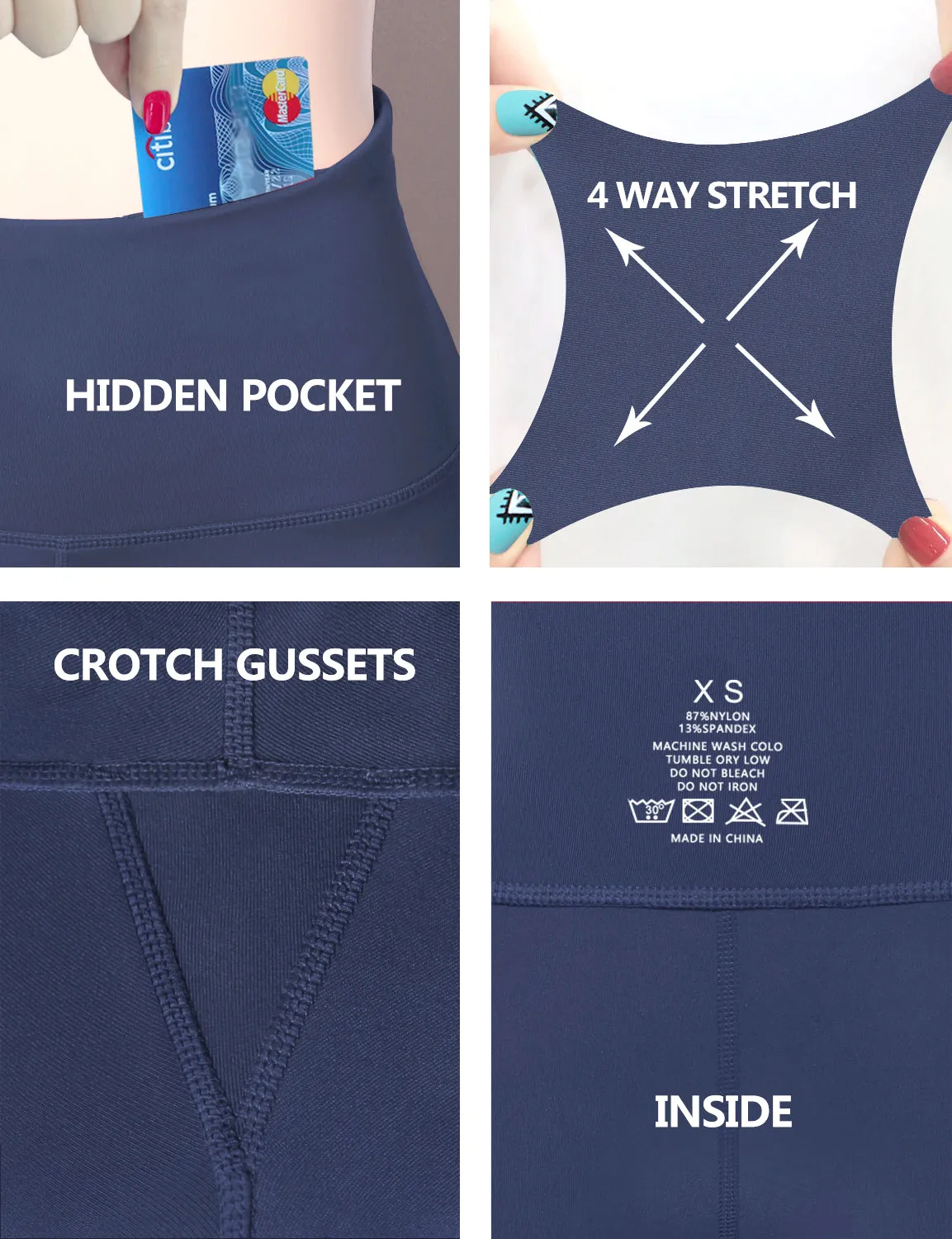 29" 31" 33" 35" Cotton Nylon Bootcut Leggings purplishblue_Running