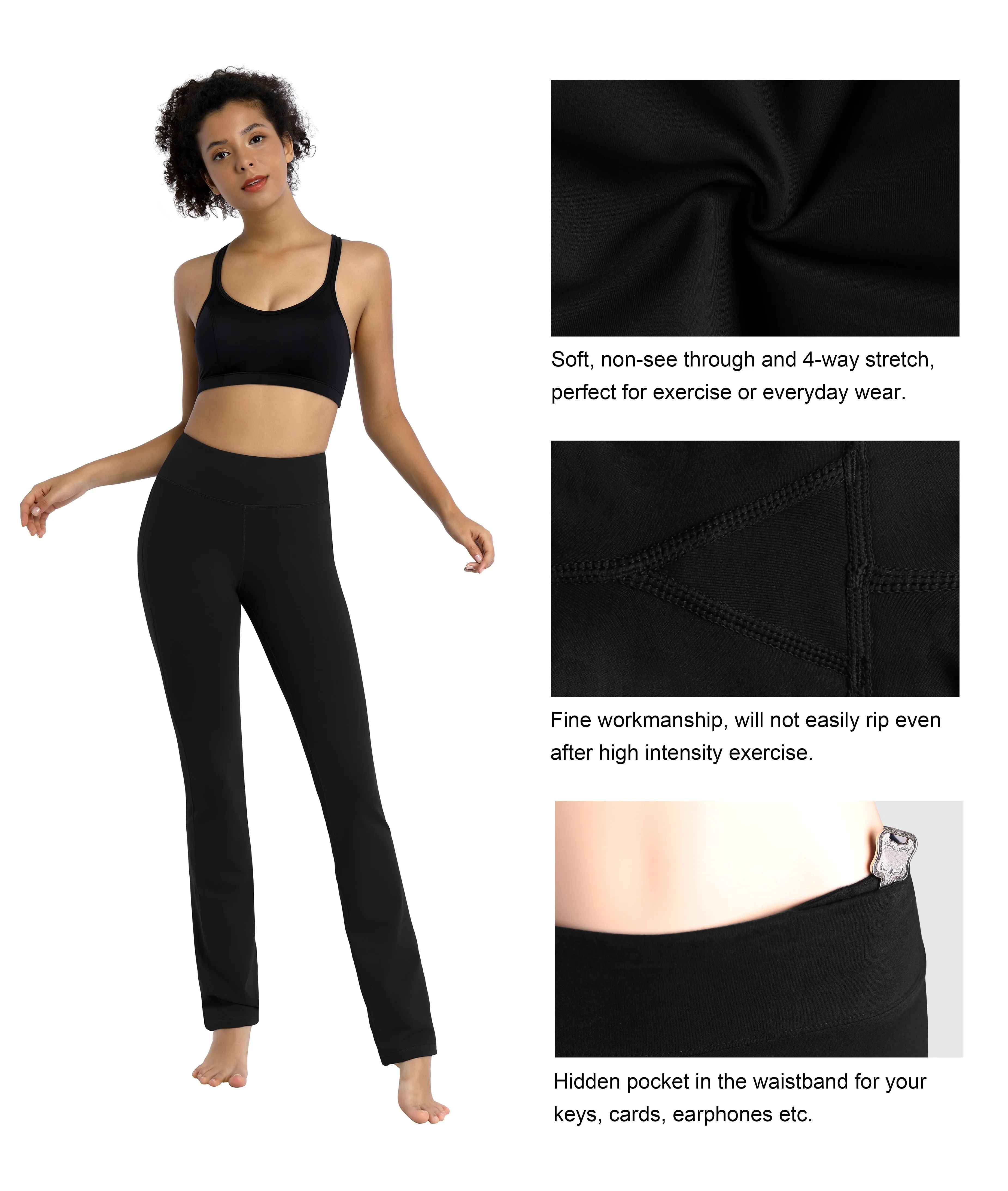 29" 31" 33" 35" Straight Leg Leggings black_Running