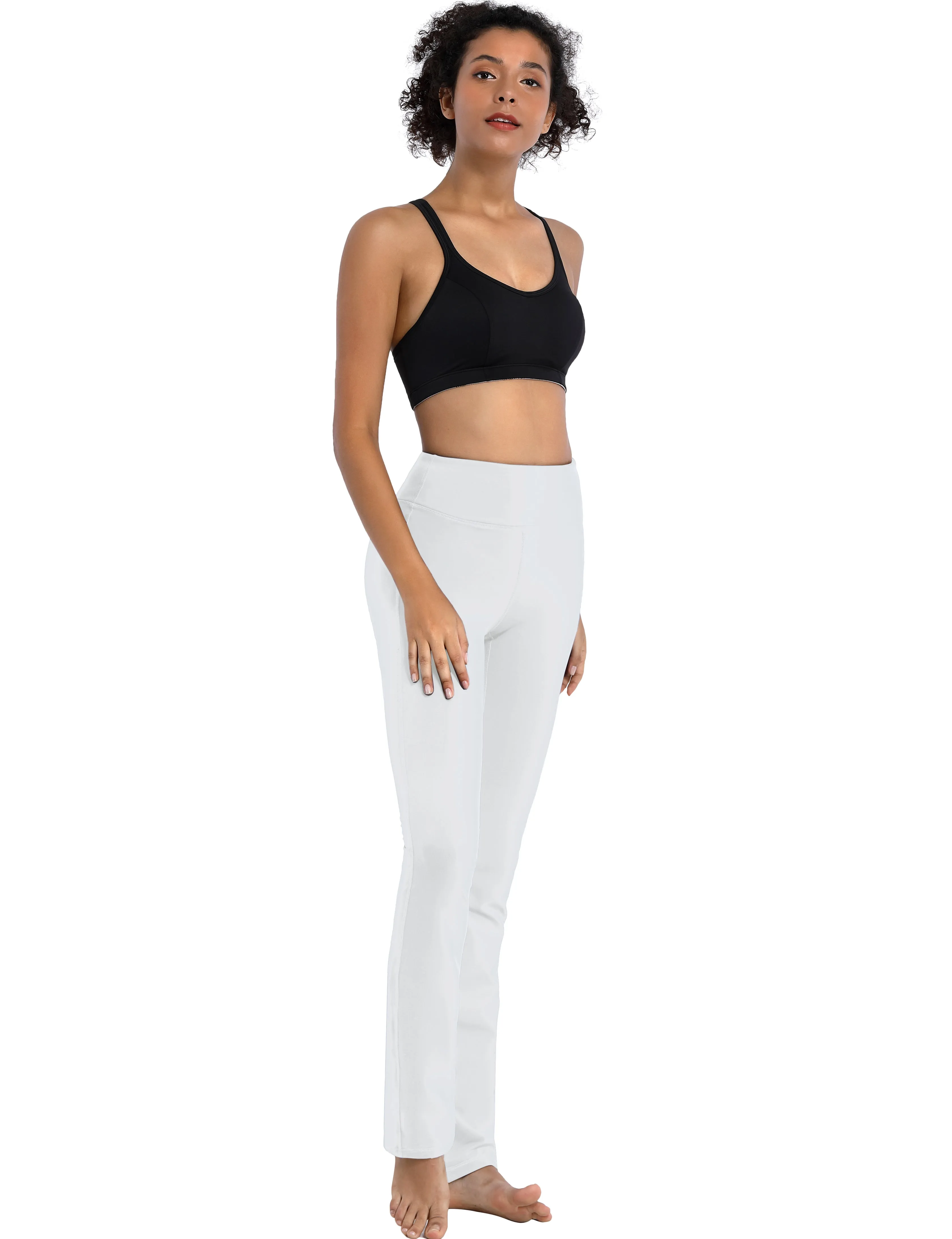 29" 31" 33" 35" Straight Leg Leggings white_Running
