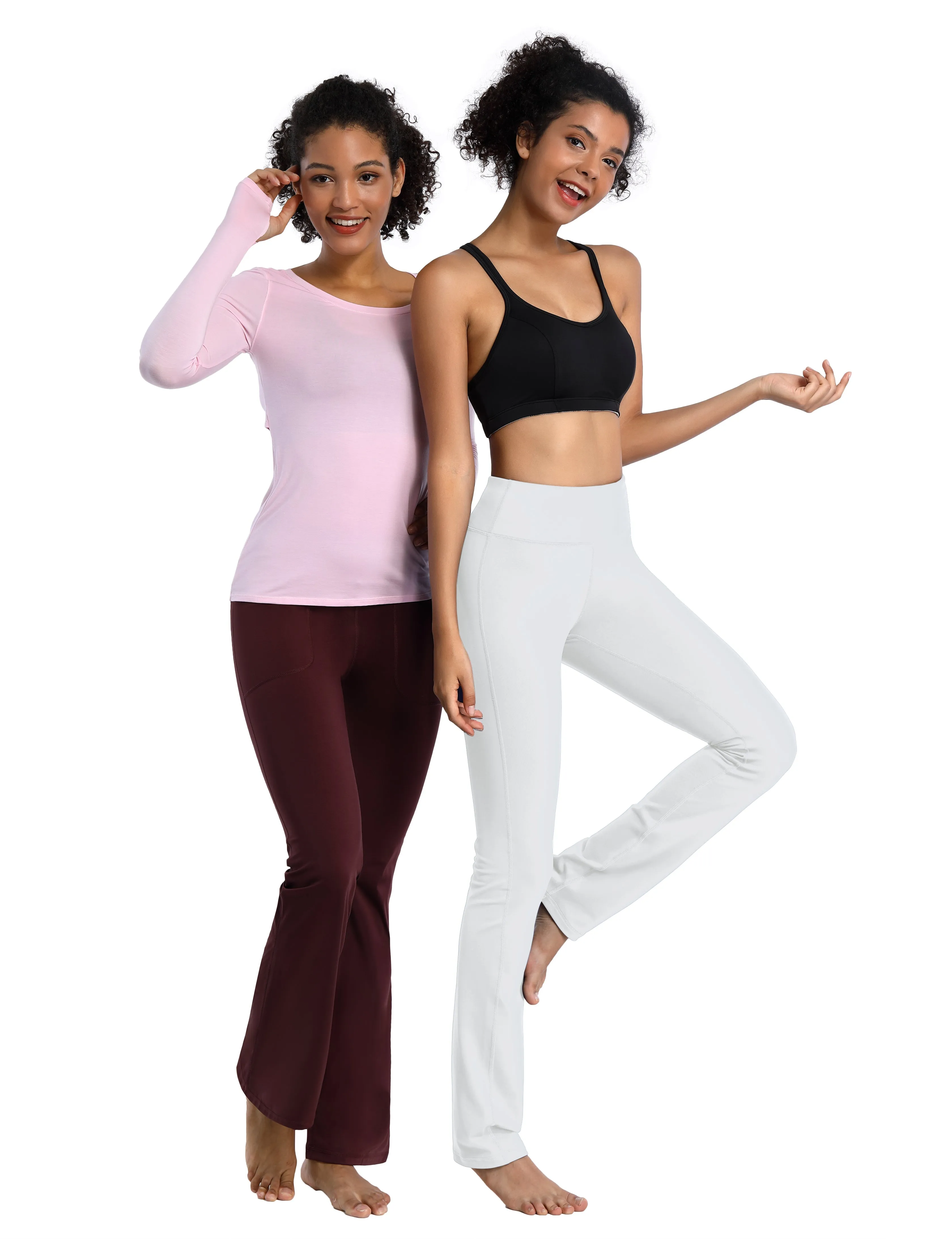 29" 31" 33" 35" Straight Leg Leggings white_Running