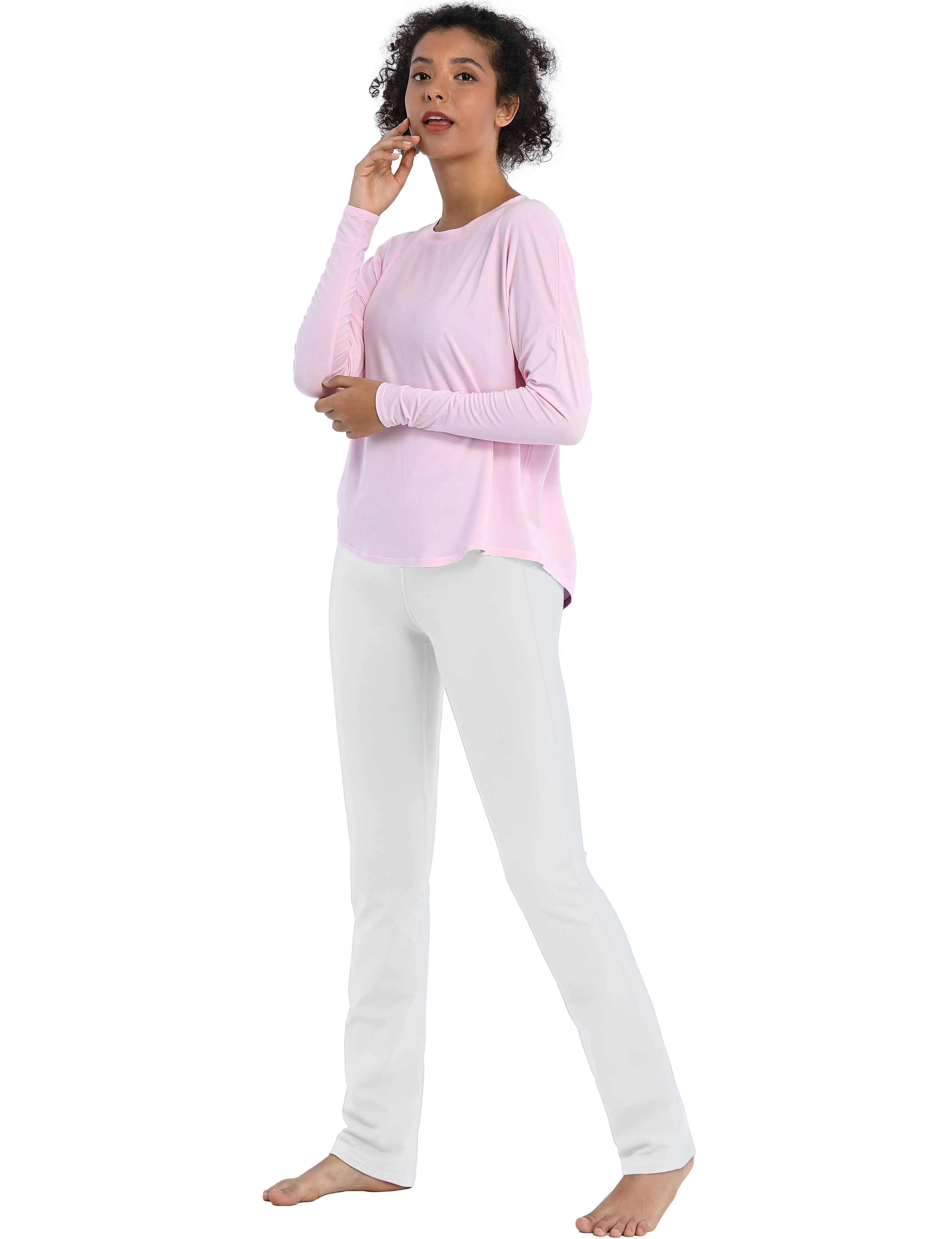 29" 31" 33" 35" Straight Leg Leggings white_Running
