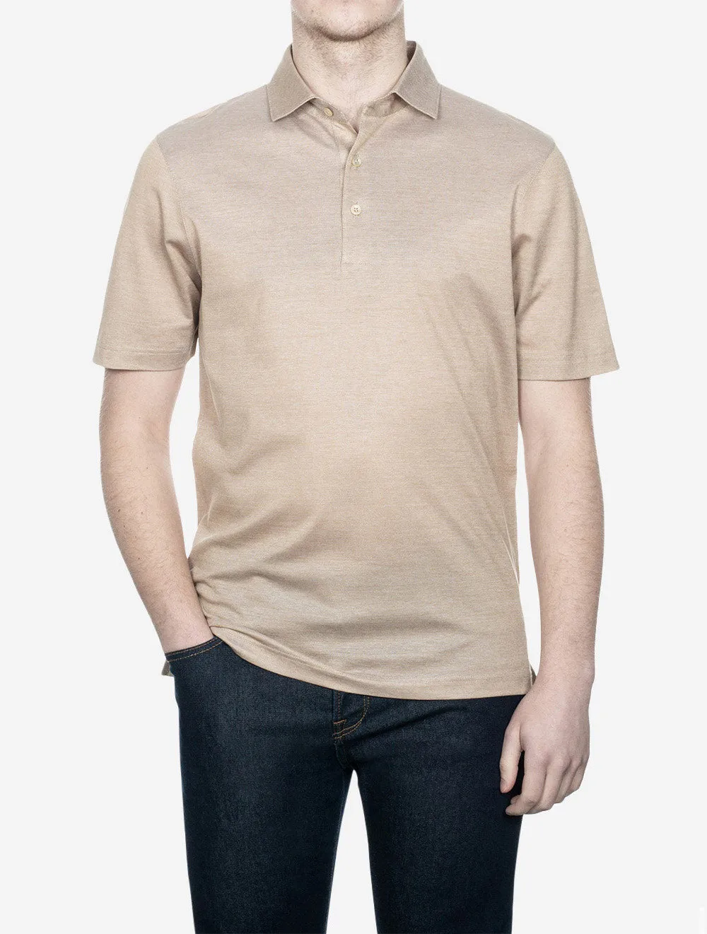 3 button Polo Shirt Beige