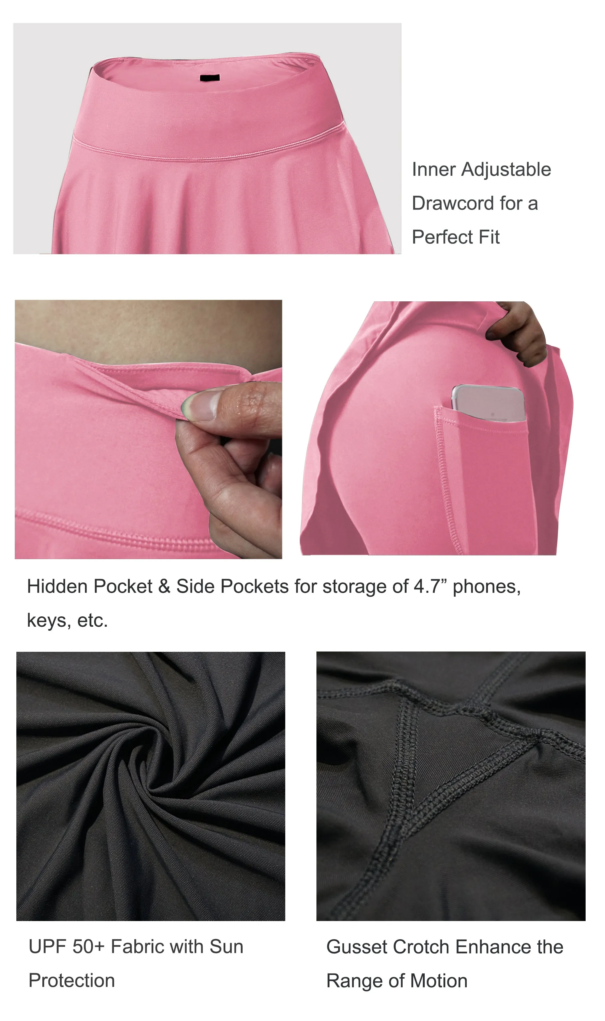 Athletic Tennis Golf Skort with Pocket Shorts lightpink_Biking