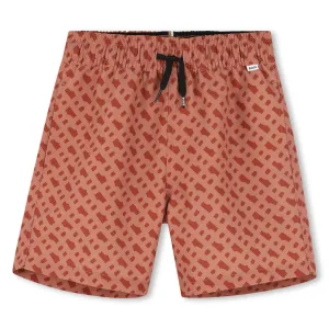 Chocolate Brown Pattern Swim Shorts