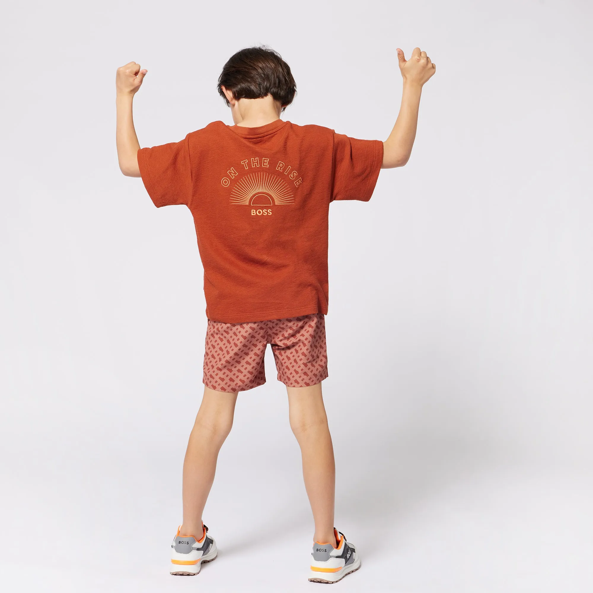 Chocolate Brown Pattern Swim Shorts