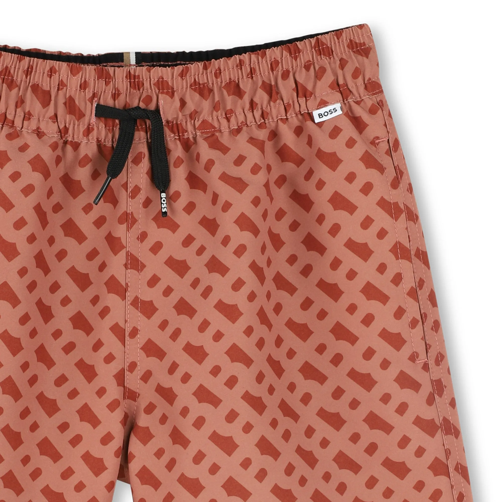 Chocolate Brown Pattern Swim Shorts