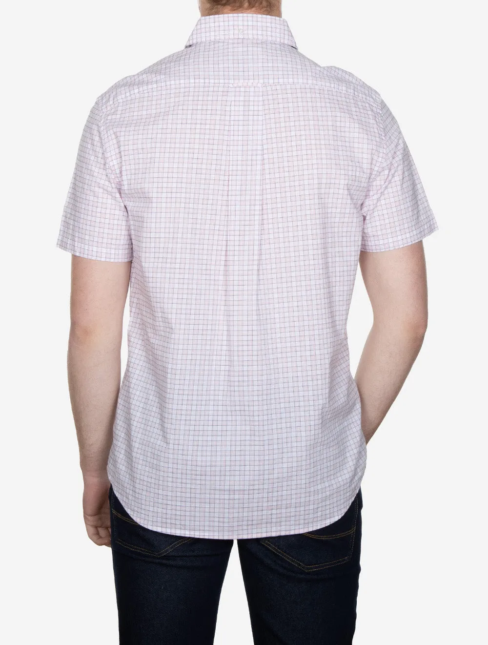 Classic Poplin Check Regular Fit Short Sleeve Shirt Light Pink