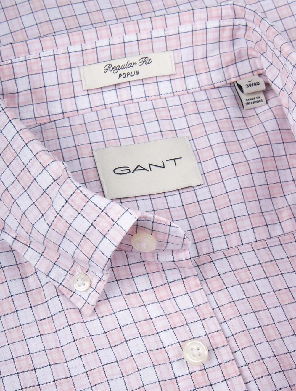 Classic Poplin Check Regular Fit Short Sleeve Shirt Light Pink