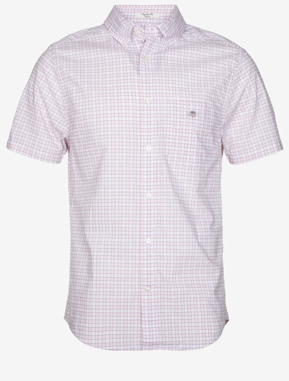 Classic Poplin Check Regular Fit Short Sleeve Shirt Light Pink