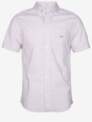 Classic Poplin Check Regular Fit Short Sleeve Shirt Light Pink