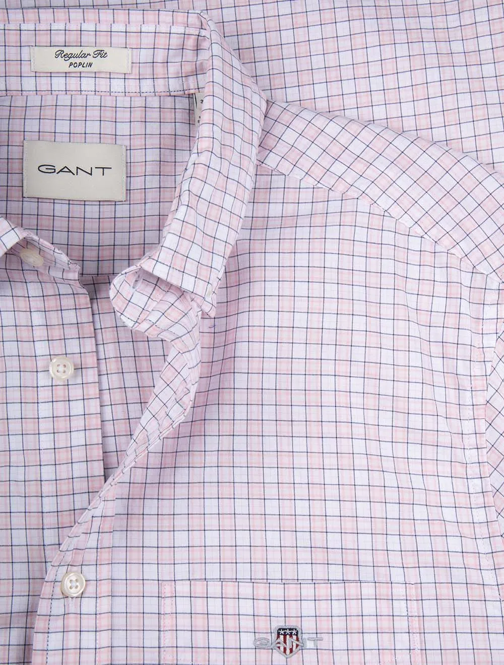 Classic Poplin Check Regular Fit Short Sleeve Shirt Light Pink