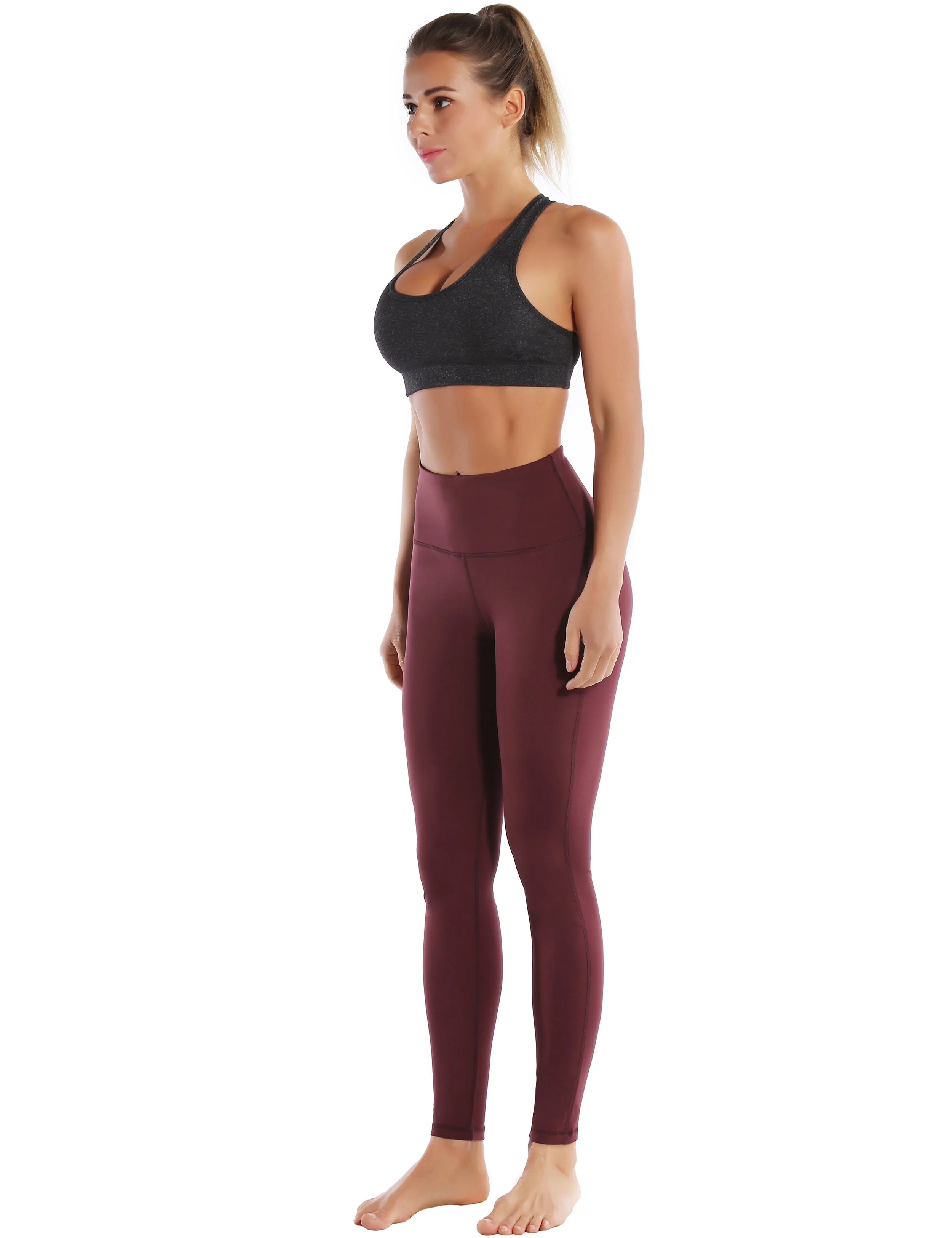 Compression Racerback Sports Bras heathercharcoal_Running