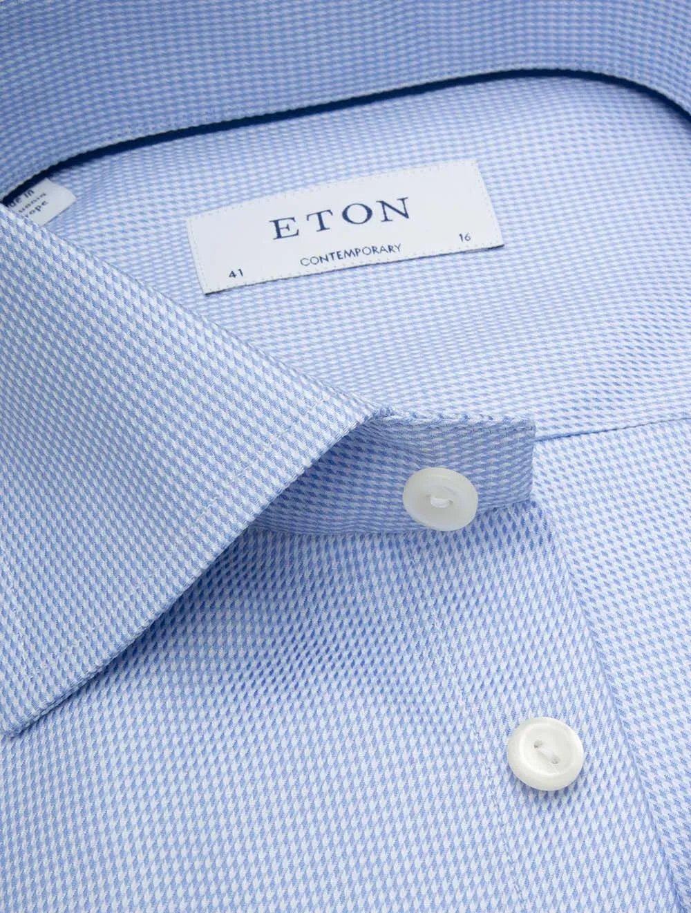 Contemporary Patterned Texture Cotton Twill Shirt Blue