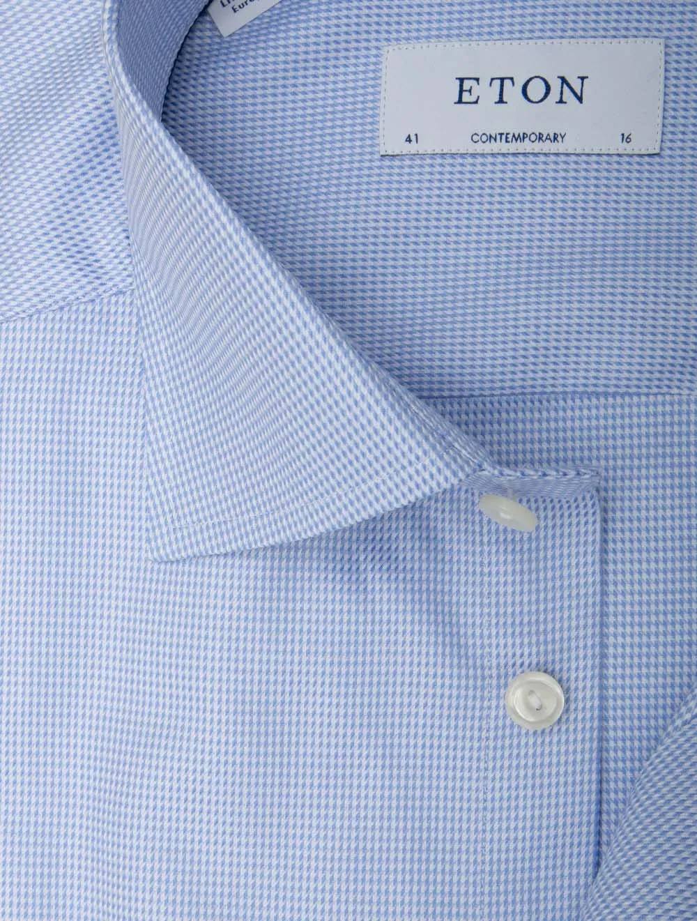 Contemporary Patterned Texture Cotton Twill Shirt Blue