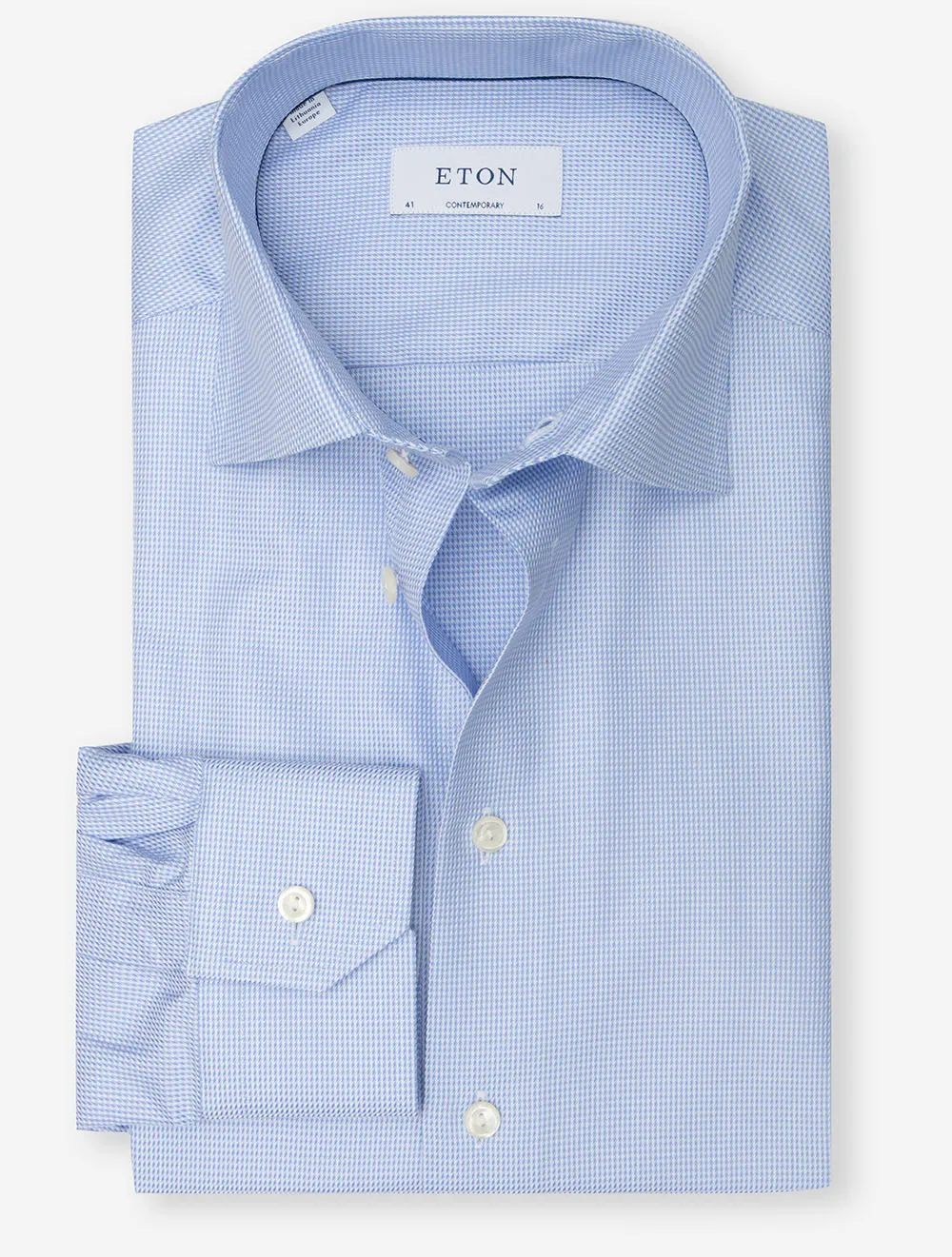 Contemporary Patterned Texture Cotton Twill Shirt Blue