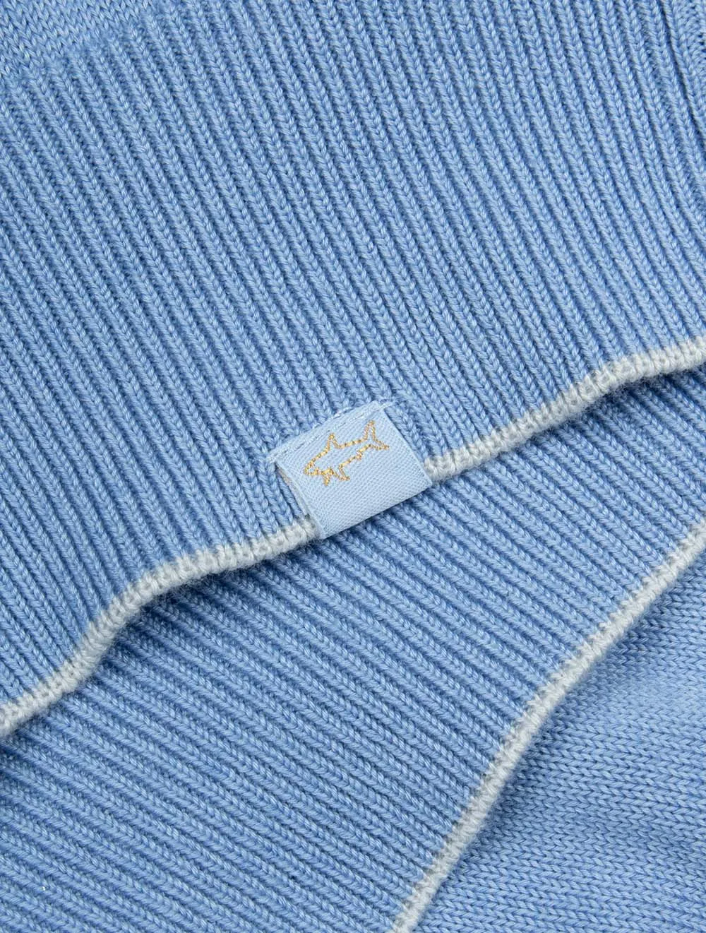 Cotton Cashmere Half Zip Sweater Blue