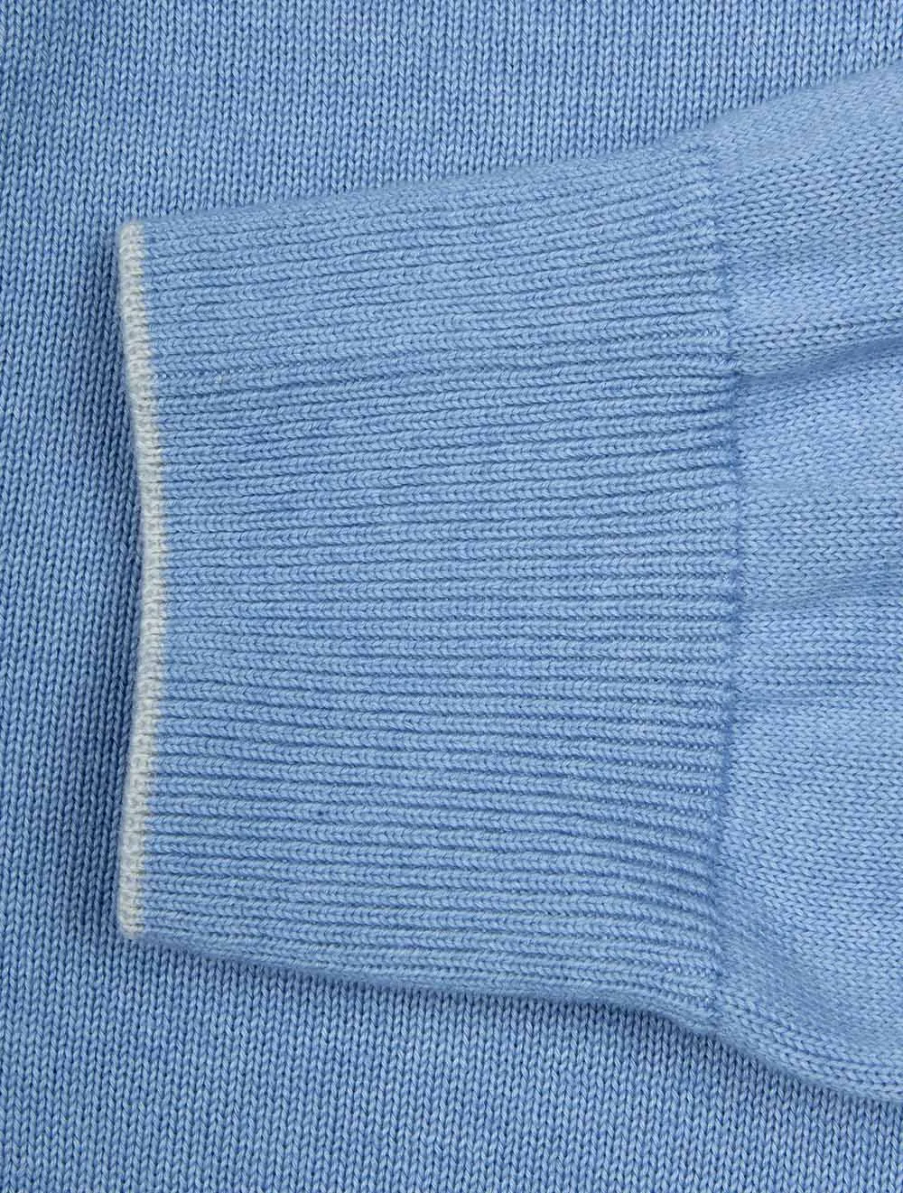 Cotton Cashmere Half Zip Sweater Blue