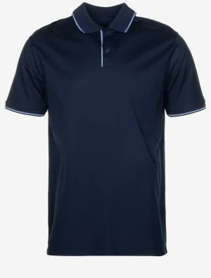Cotton Double Piqué Tipped Polo Shirt Navy