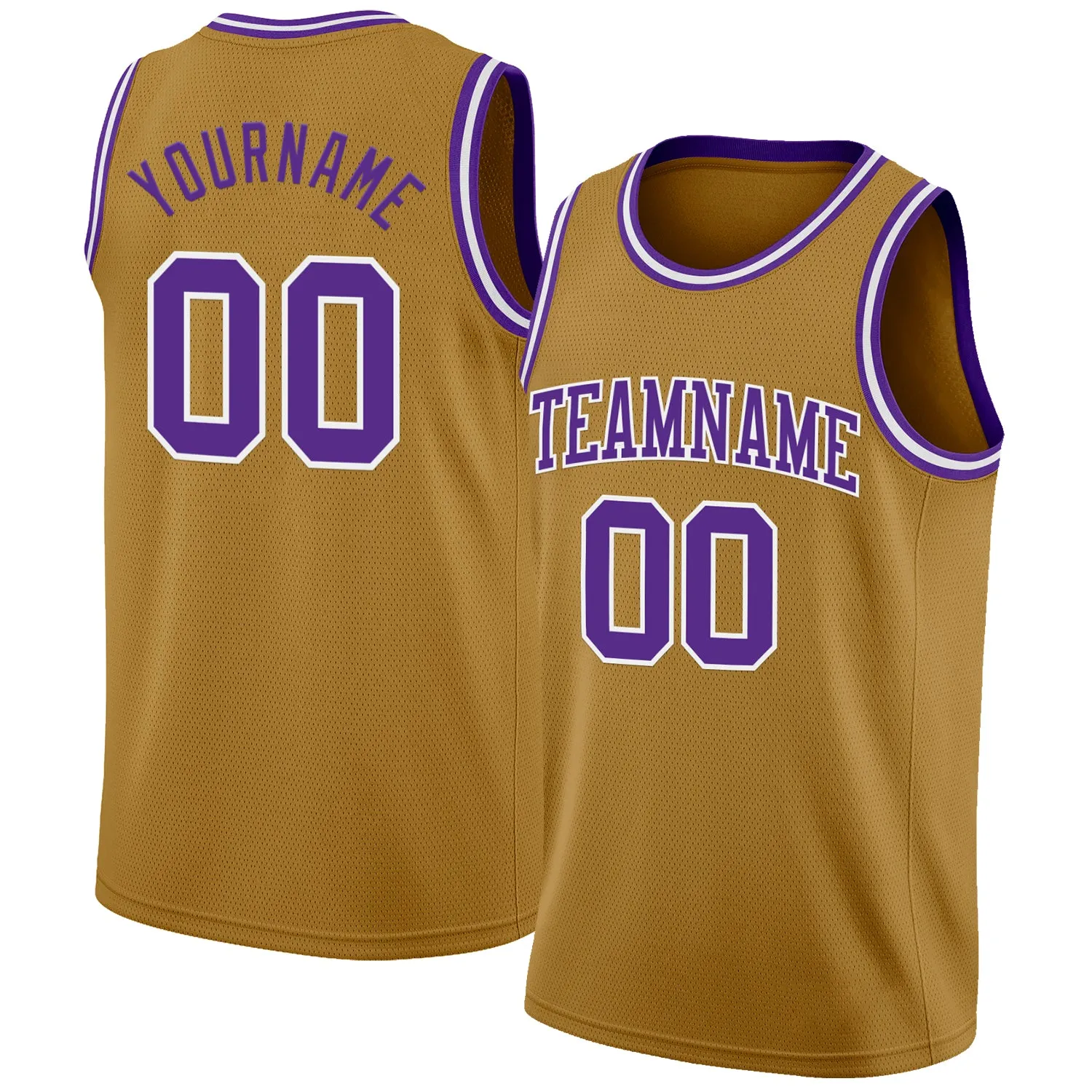 Custom Old Gold Purple-White Authentic Basketball Jersey