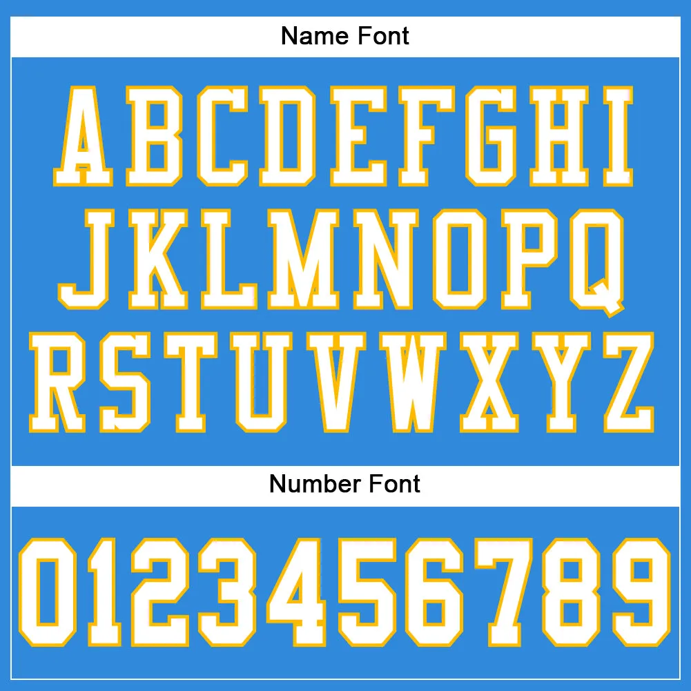 Custom Powder Blue White-Gold Mesh Authentic Football Jersey