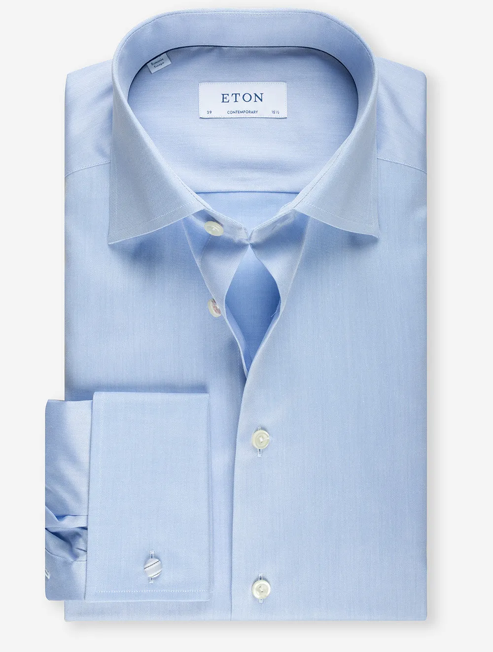 Double Cuff Contemporary Fit Shirt Blue