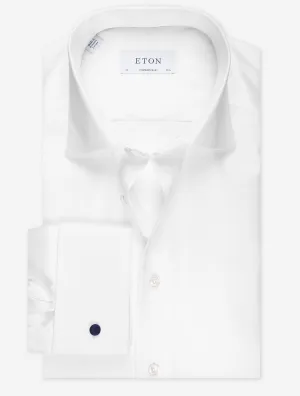 Double Cuff Plain Comtemporary Fit Shirt White