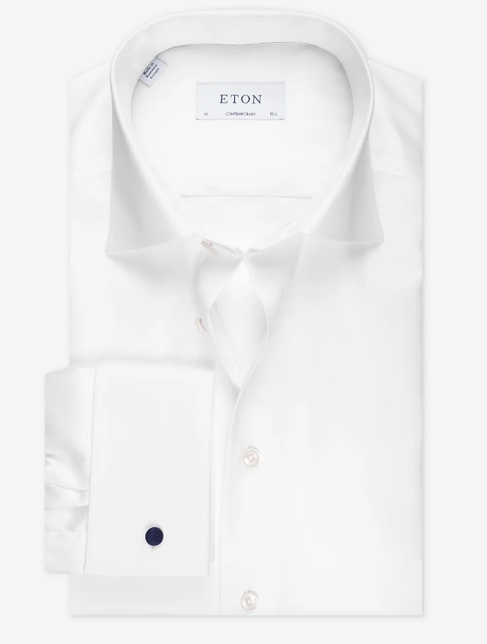 Double Cuff Plain Comtemporary Fit Shirt White