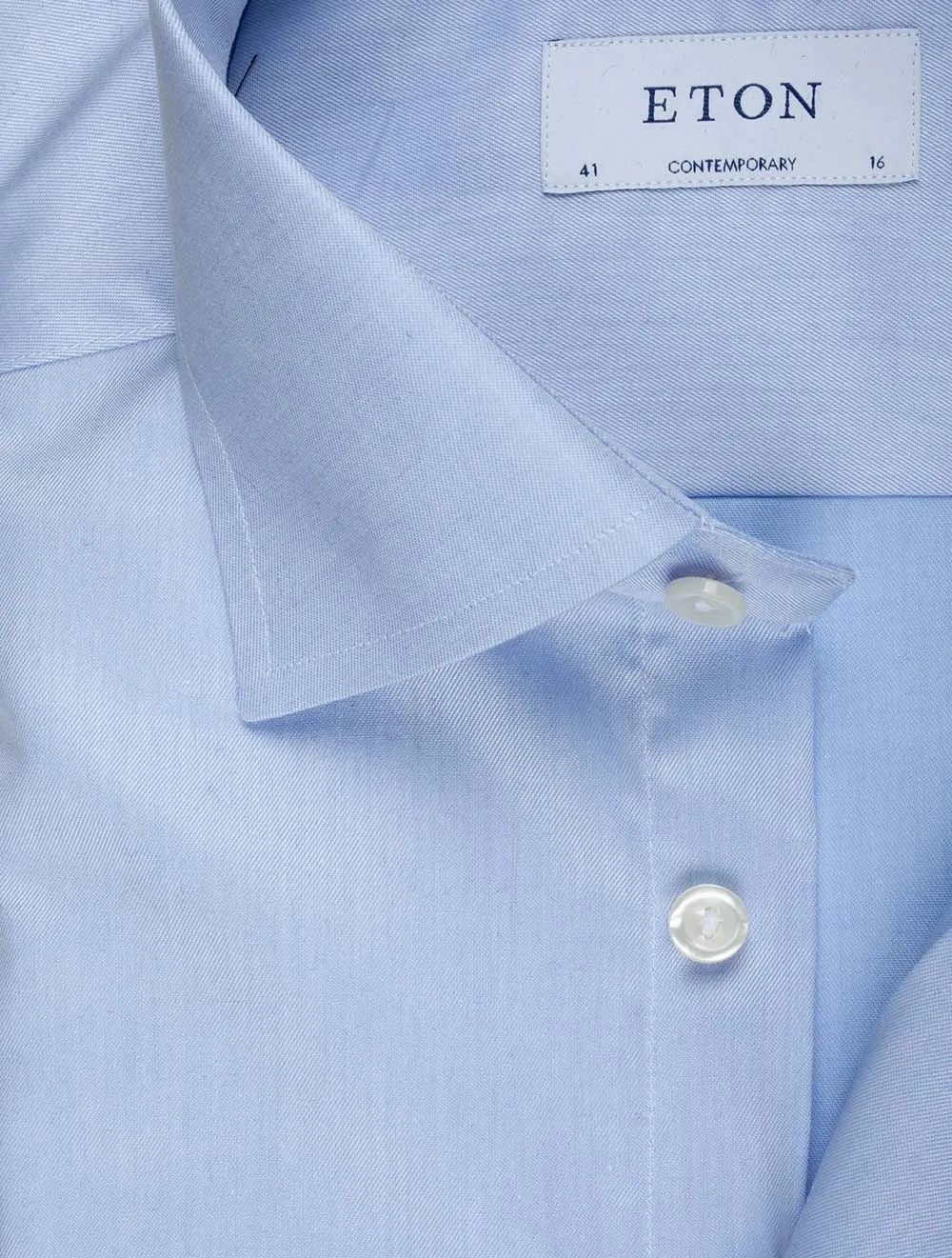 Double Cuff Plain Contemporary Fit Shirt Blue