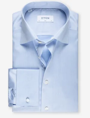 Double Cuff Slim Fit Shirt Blue
