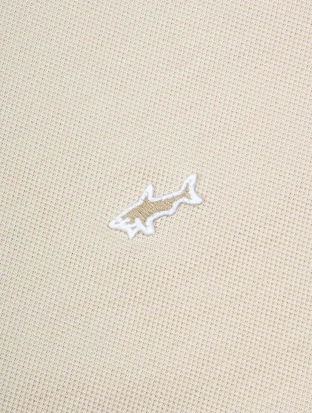 Double Piqué Knitted Cotton Polo Shirt Beige