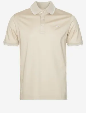 Double Piqué Knitted Cotton Polo Shirt Beige