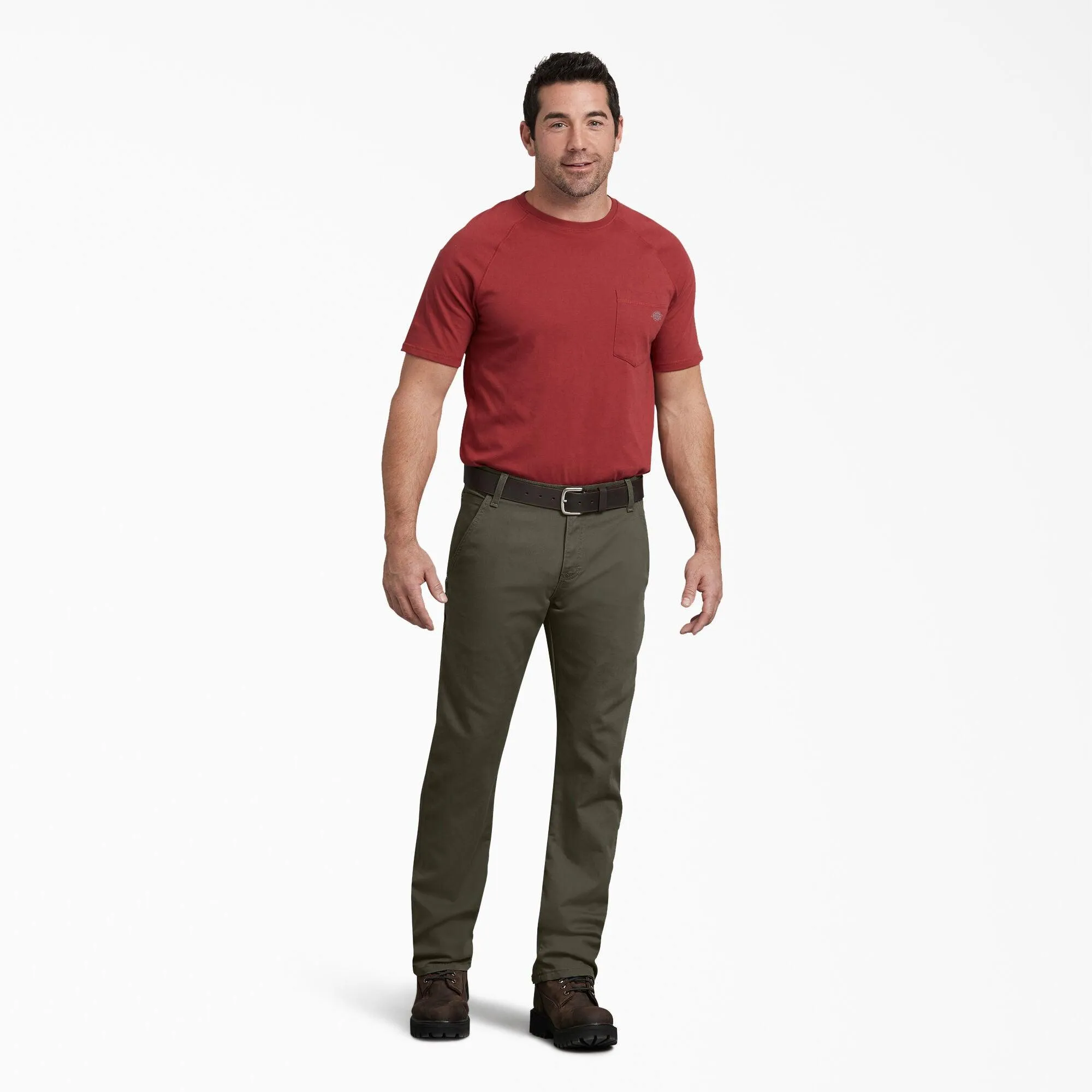 DP802 FLEX Regular Fit Duck Carpenter Pants, Stonewashed Moss Green