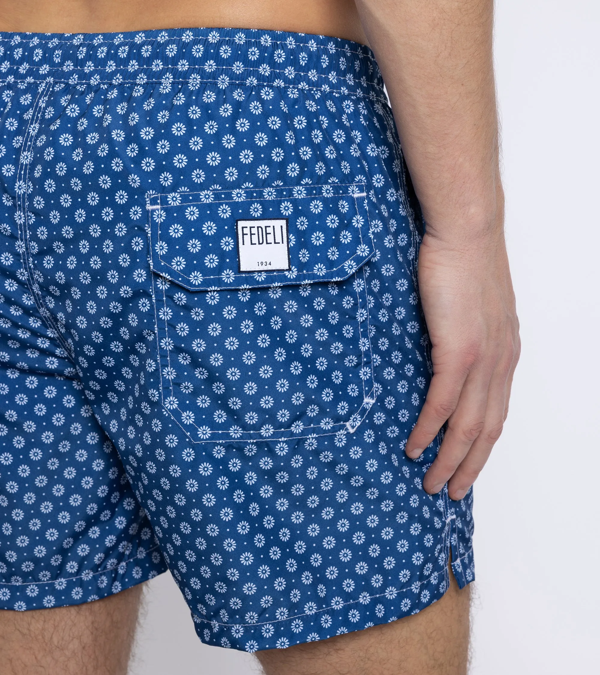 Fedeli Madeira Airstop Motif Swim Shorts: Navy