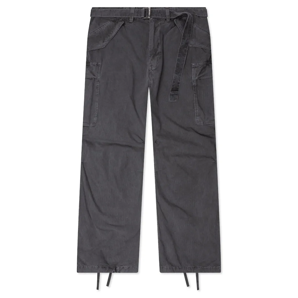 Garment Dye Rip Stop Pants - Black