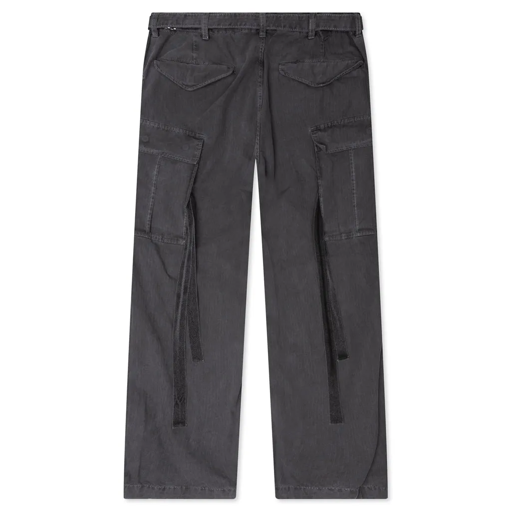 Garment Dye Rip Stop Pants - Black
