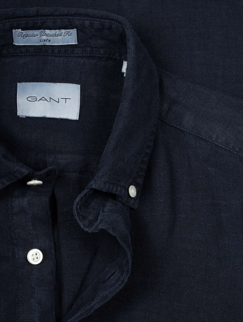 Garment-Dyed Regular Fit Linen Shirt Evening Blue