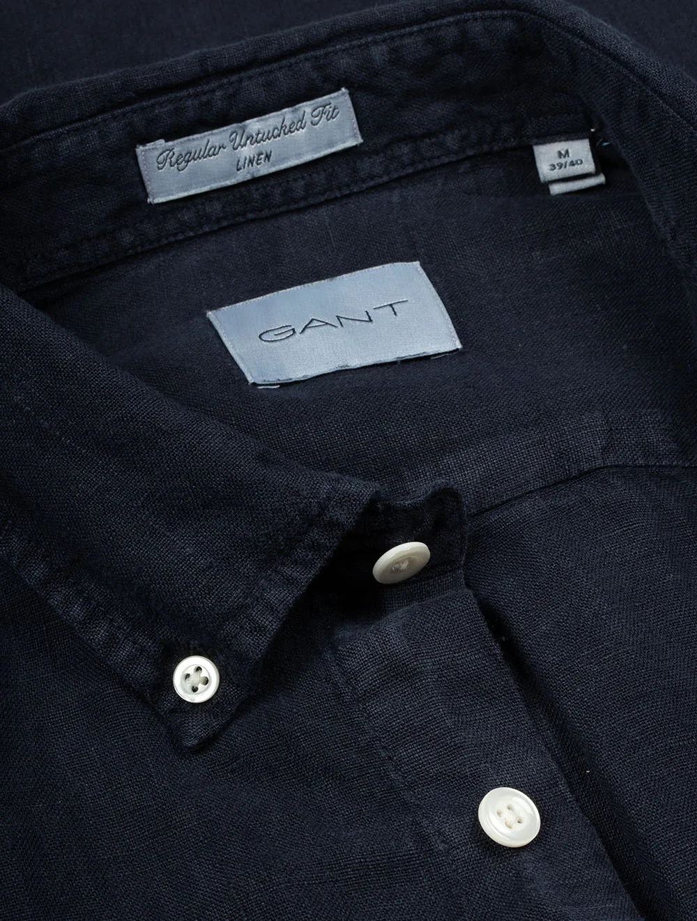Garment-Dyed Regular Fit Linen Shirt Evening Blue
