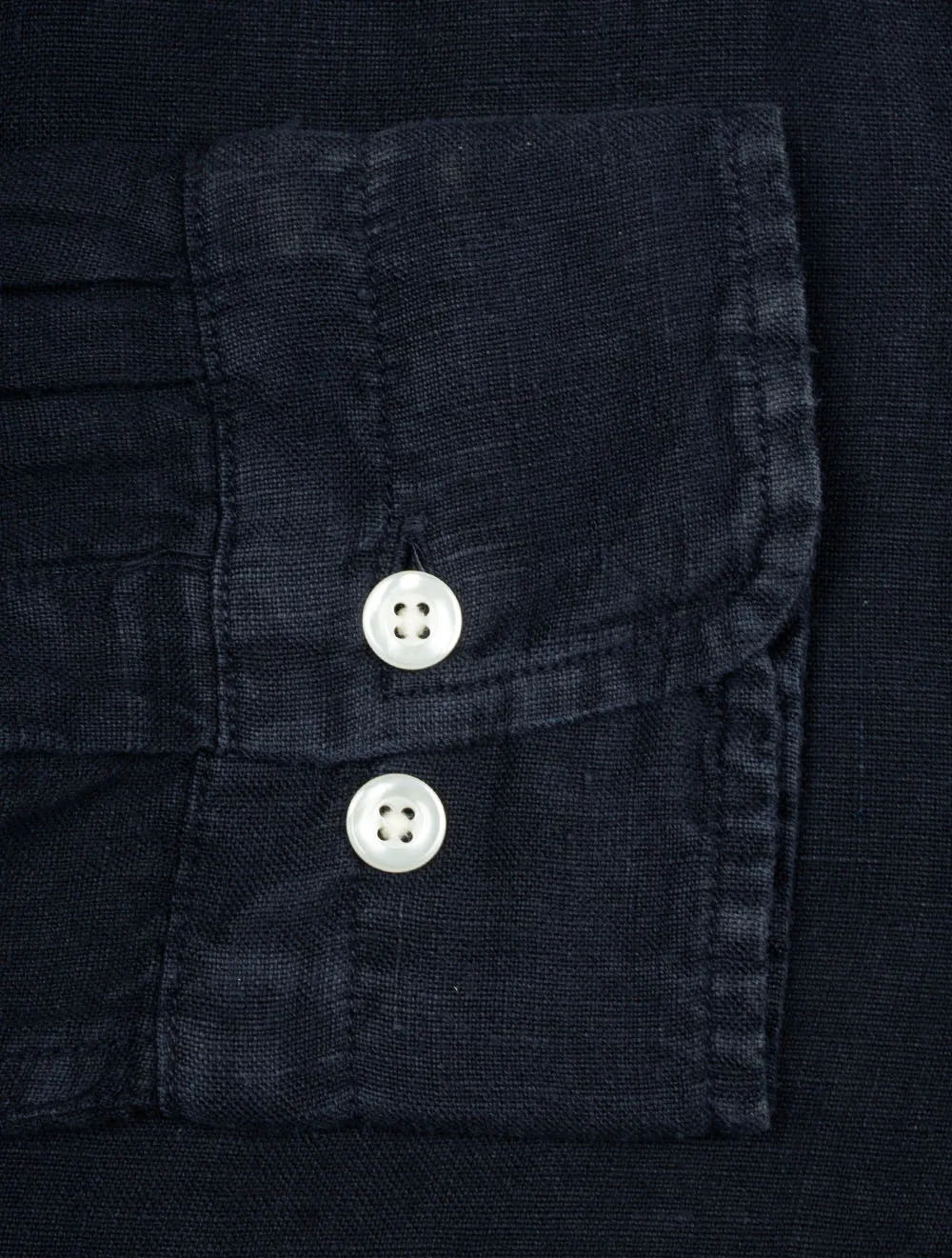 Garment-Dyed Regular Fit Linen Shirt Evening Blue