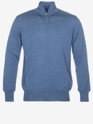 Half Zip Mock Neck Jumper Blue