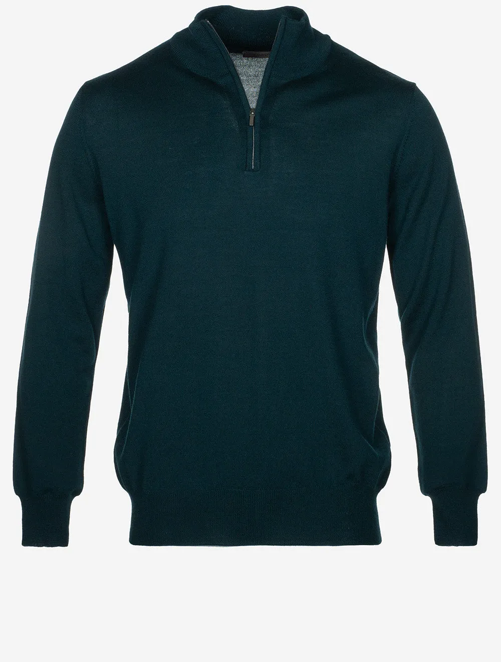 Half Zip Mock Neck Jumper Green