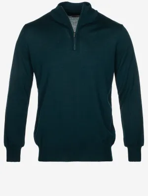 Half Zip Mock Neck Jumper Green