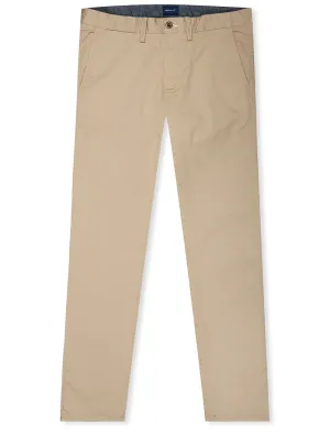 Hallden Slim Fit Twill Chinos Dark Khaki
