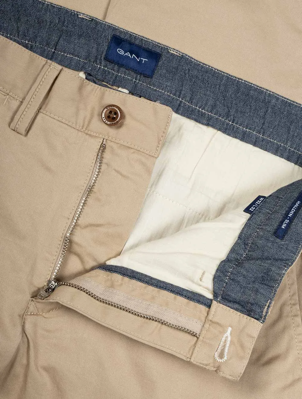 Hallden Slim Fit Twill Chinos Dark Khaki