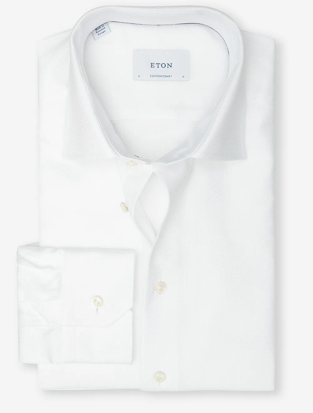 Herringbone Dobby Contemporary Fit Shirt White