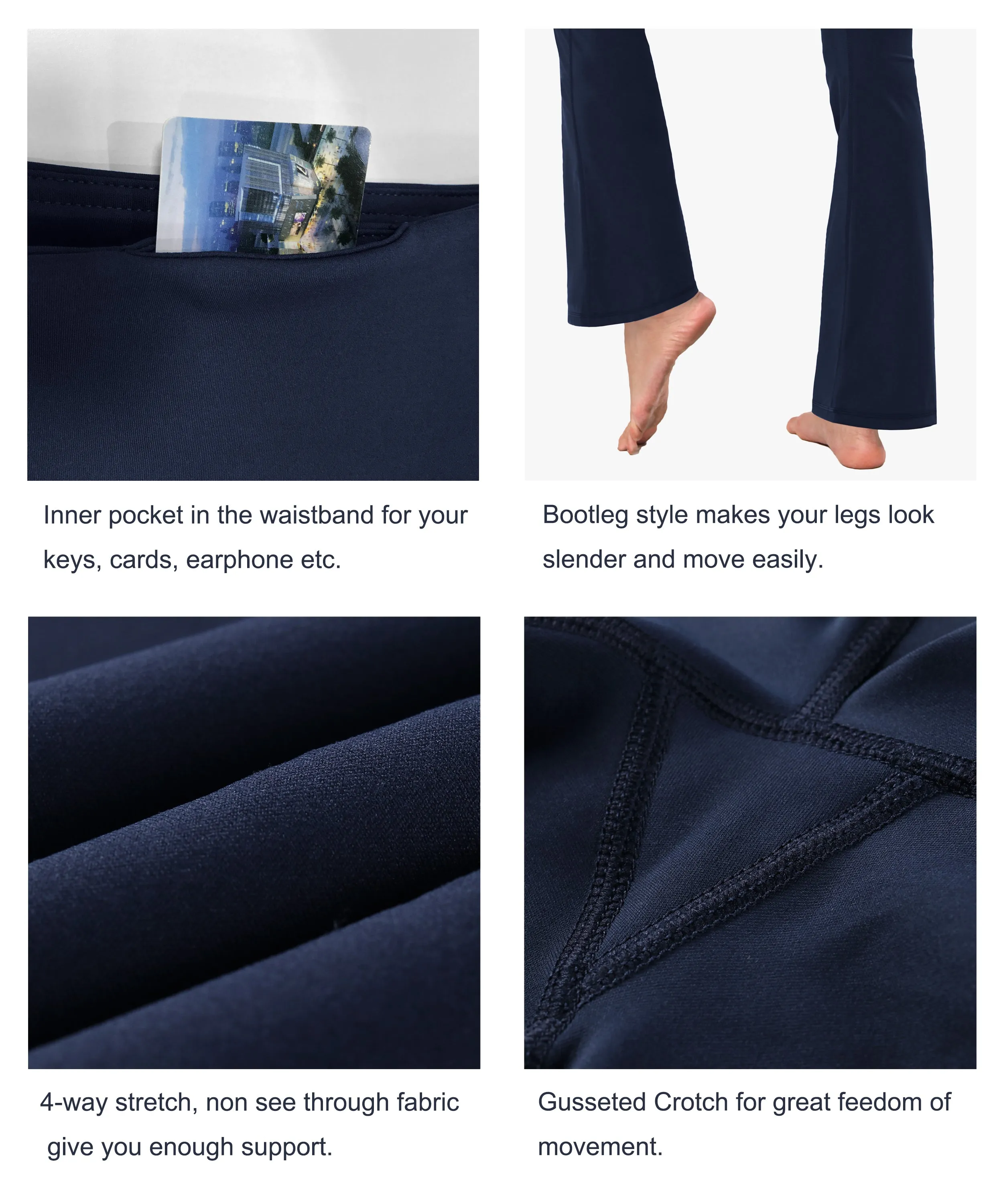 High Waist Bootcut Leggings navyblue_Running