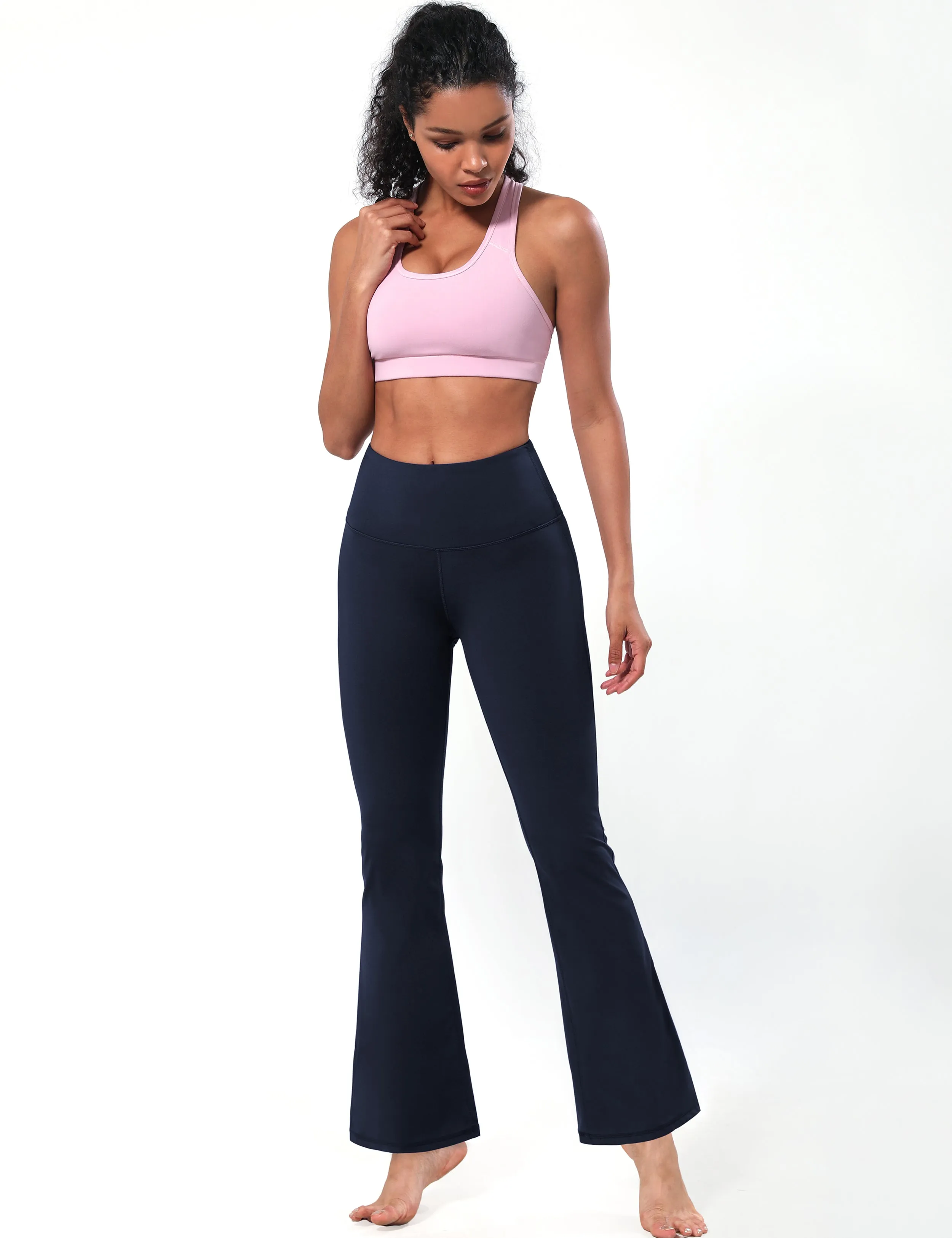 High Waist Bootcut Leggings navyblue_Running